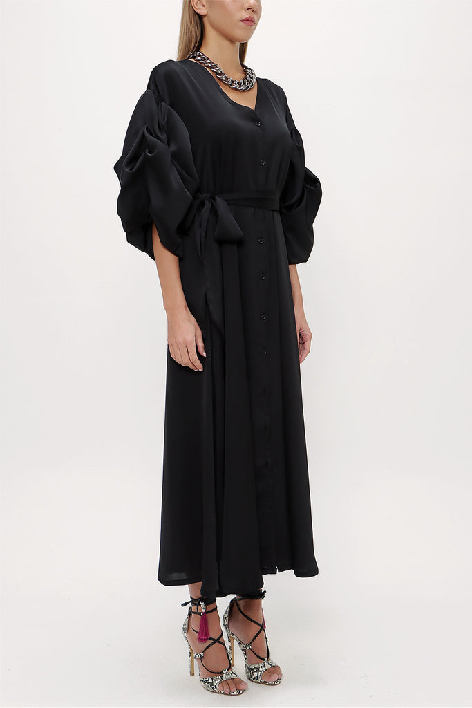 Black Balloon sleeve dress 93407