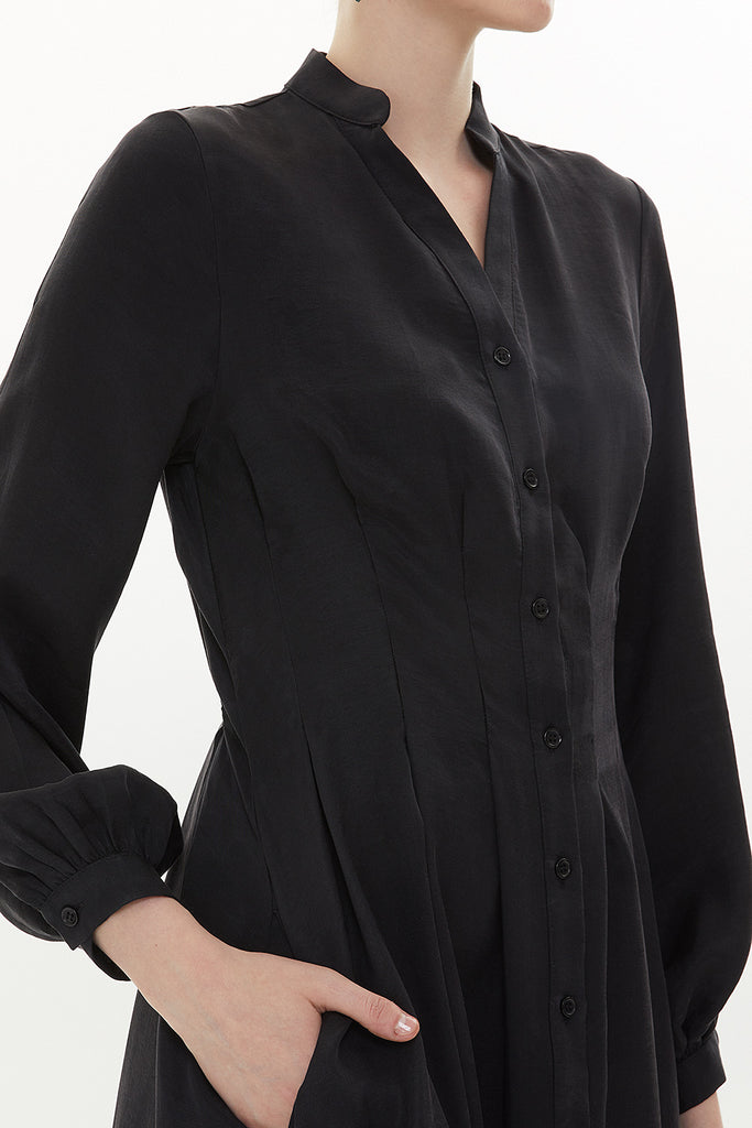 Black Seam waist detail maxi dress 93367