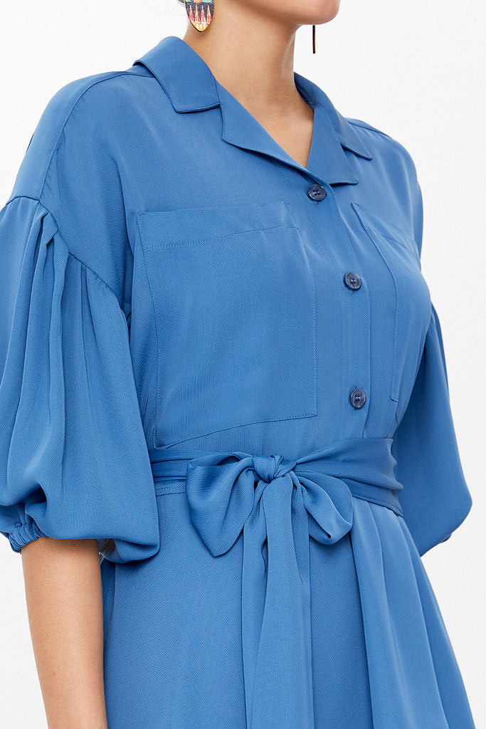 Blue Balloon sleeve    wide cut blouse  19761