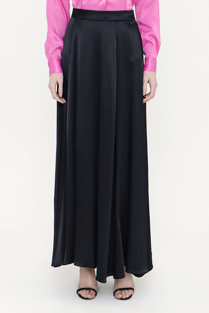 Black Elastic waist maxi skirt 81171