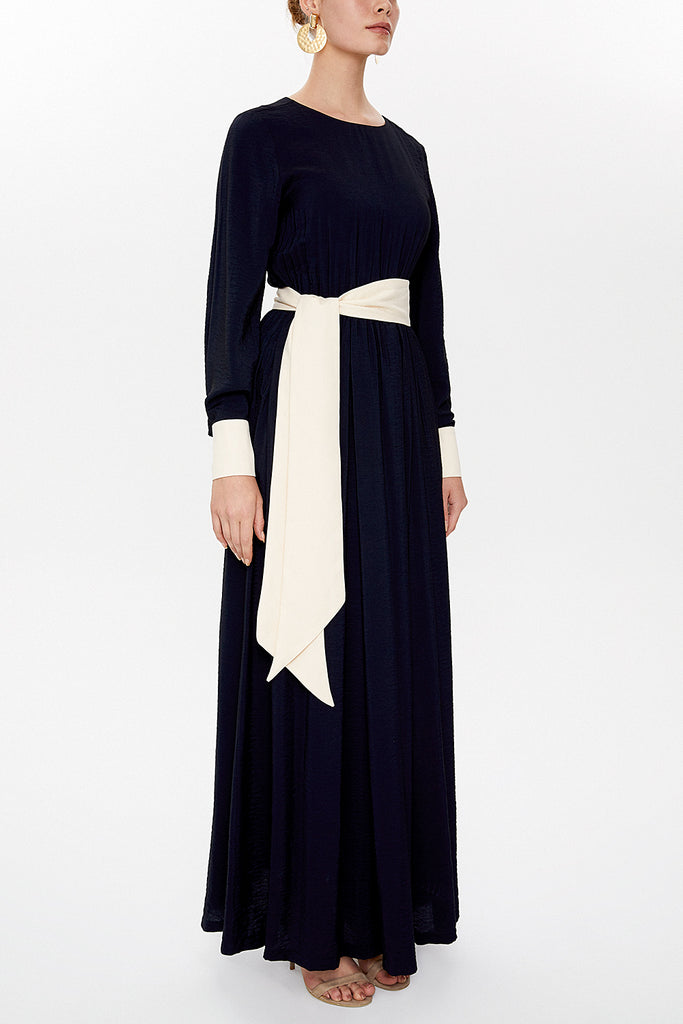 Black Contrast colour combined maxi dress 93025