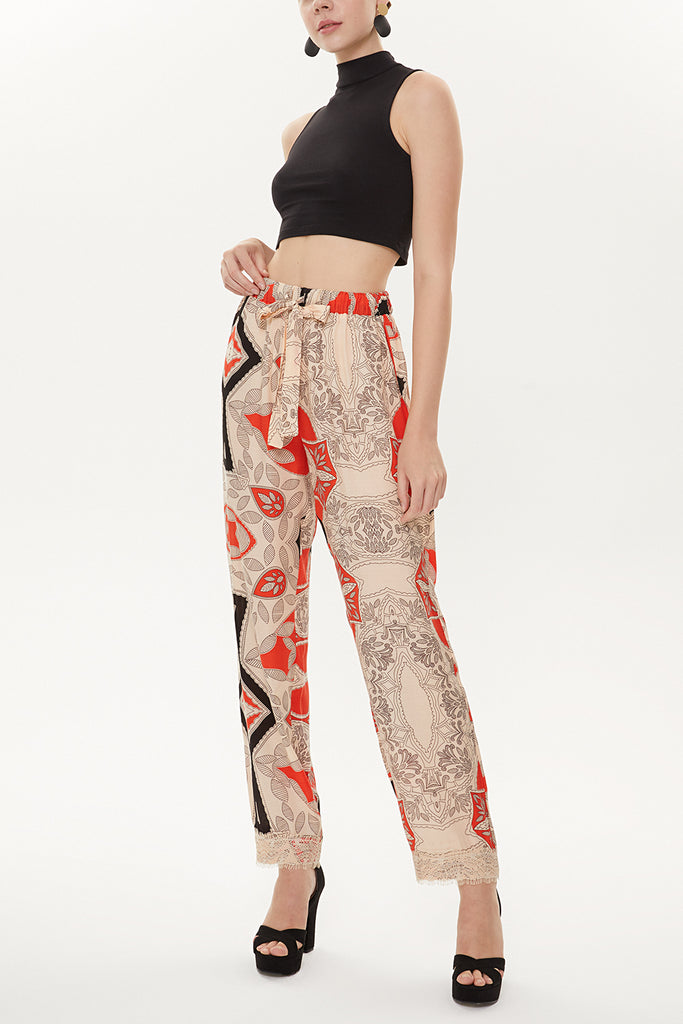 Red Laced Wide Cut pants 41315