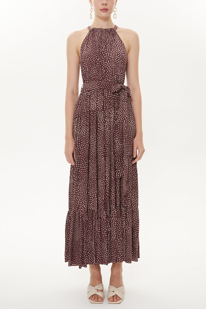 Plum Strappy sleeveless wide cut dress  93470