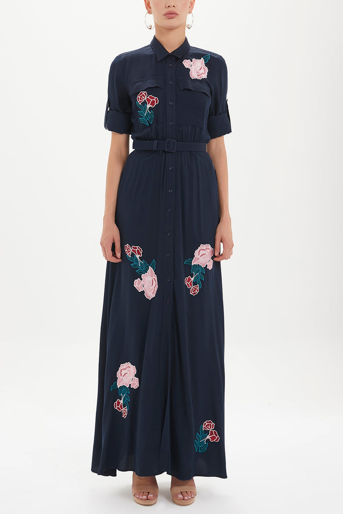 Nakışlı Uzun Elbise 92432