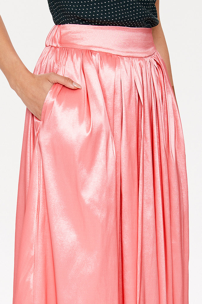 Pink Elastic and Pleated maxi skirt 81072