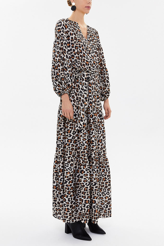 Pars Ruffled sleeve, belted maxi dress 92633