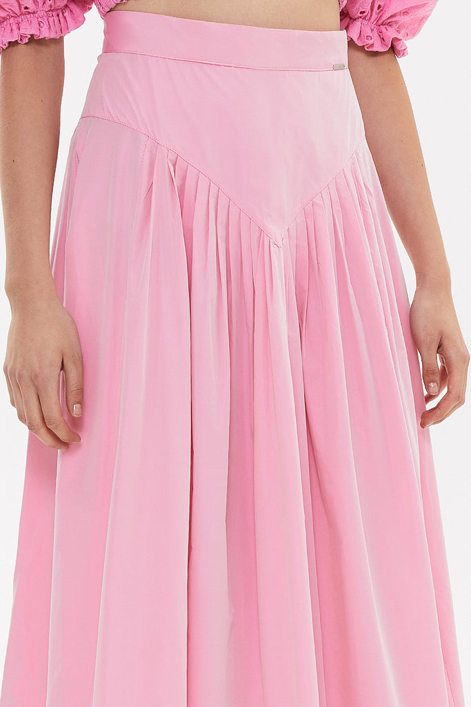 Pink Maxi Pleated skirt 81090