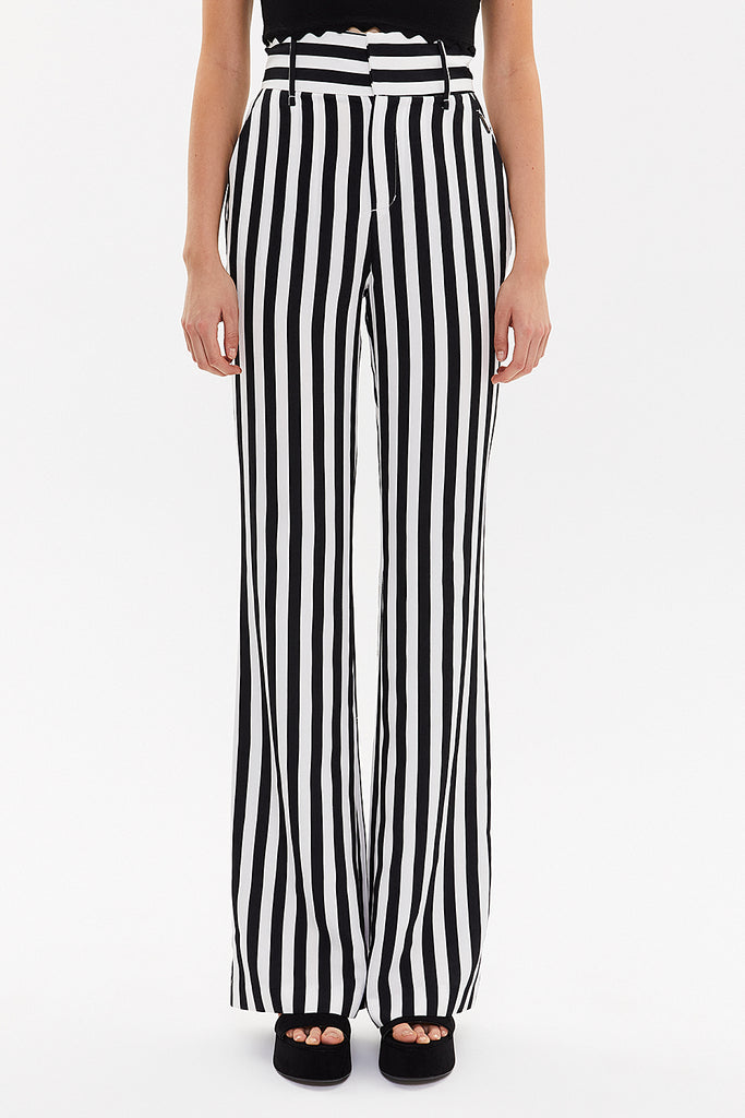 Striped High waist  flare legs pants 41330