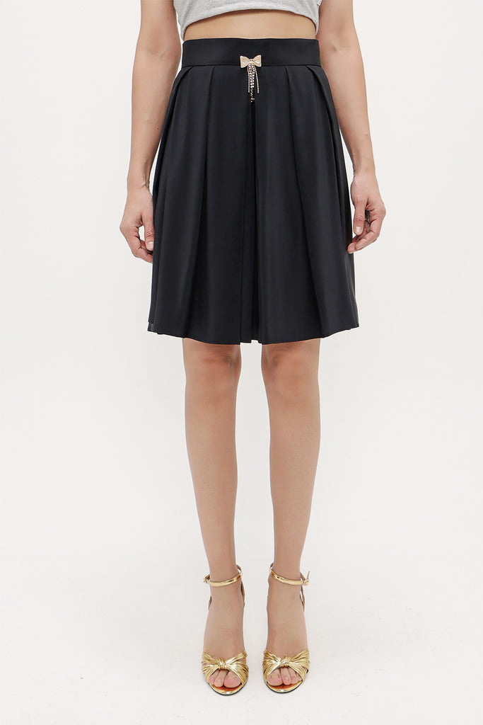 Black Pleated wide cut skirt 80414