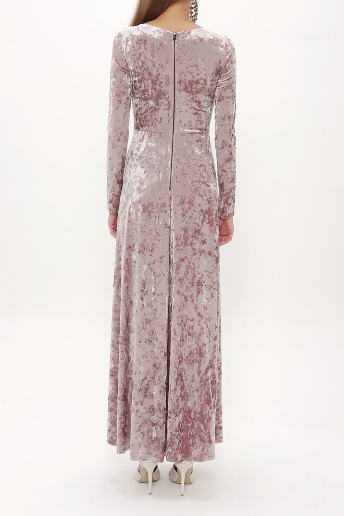 Salmon Embroidered velvet maxi dress 92135