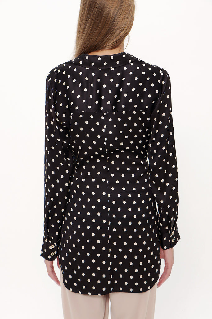 Spotted Lacu up wide cut poplin shirt 10723