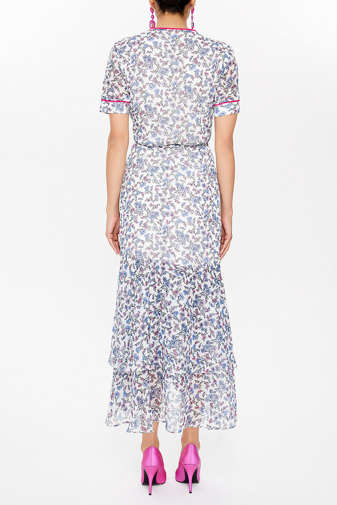 Blue Wrap-over midi dress 92828