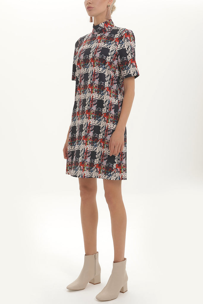 Patterned Wide cut mini dress 92165