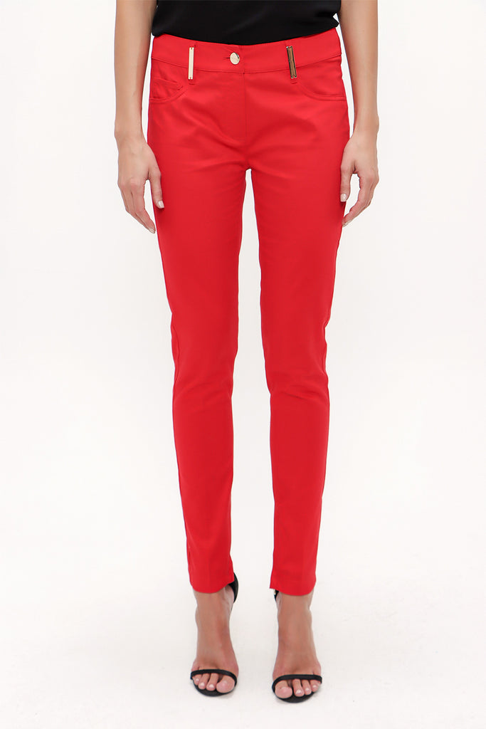 Red Slim fit cotton pants 40932