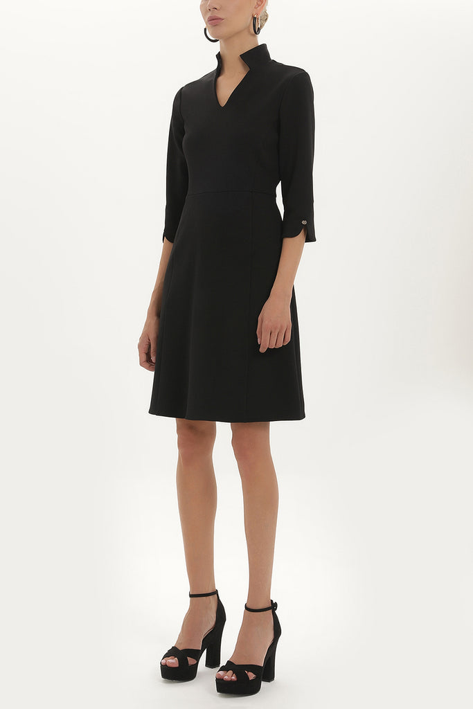 Black V-neck, elastic mini dress 91903