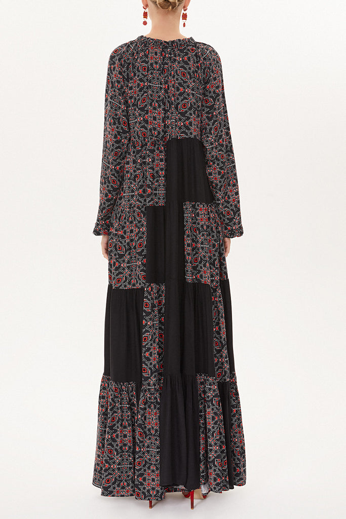 Black Pleated wide cut dress 93473