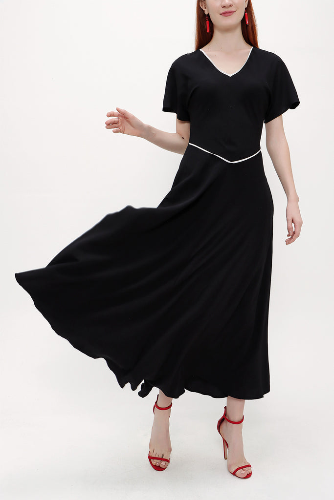 Black Short sleeve maxi dress 92831