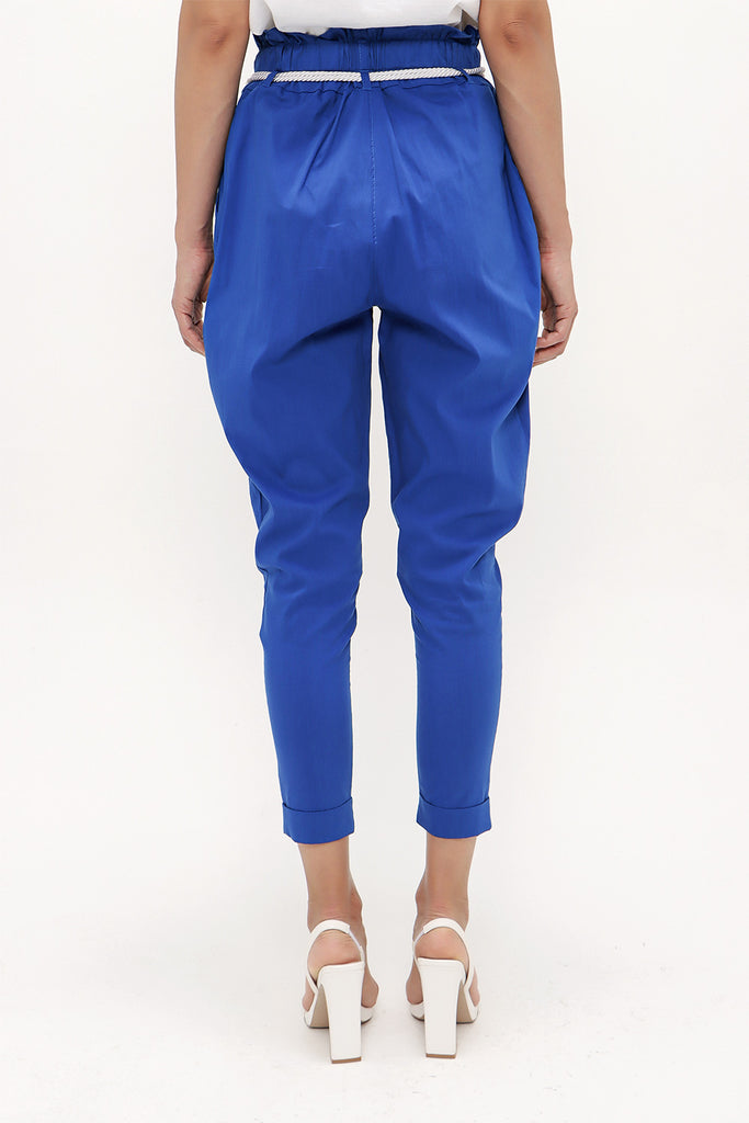 Blue Wide cut cotton pants 40687