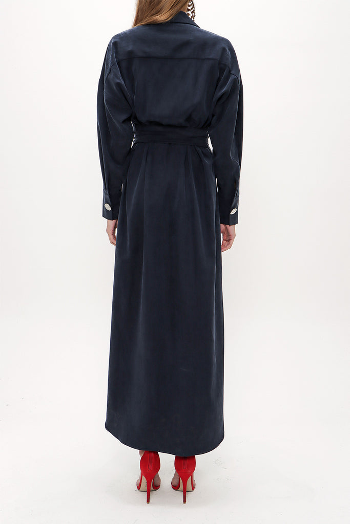 Navy Blue Slit detail maxi dress 92873