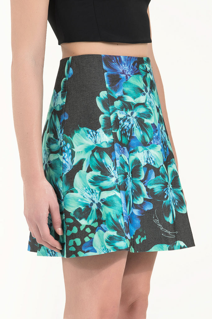 Exotic Flowers Lycra bell  skirt  80776