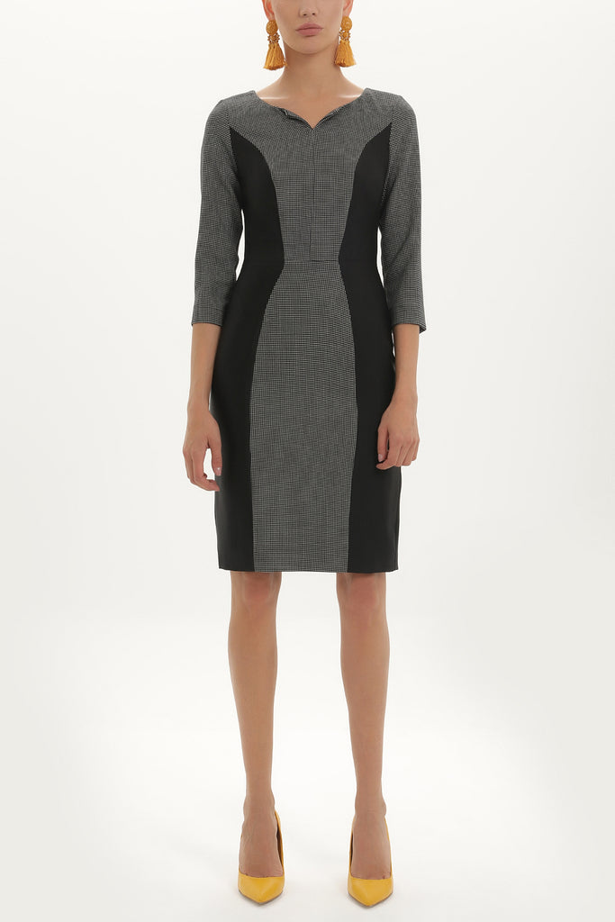 Black Patterned slim fit mini dress 91430