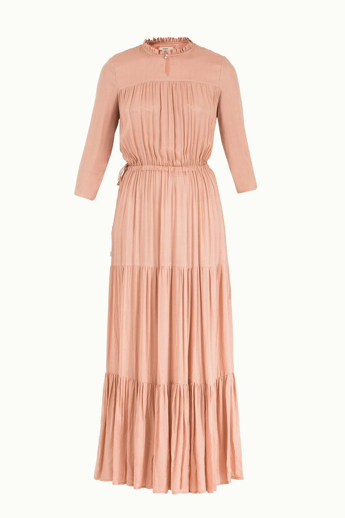 Büzgülü Lastikli Uzun Elbise 92156