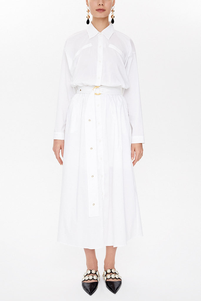 White Belted midi dress 92874