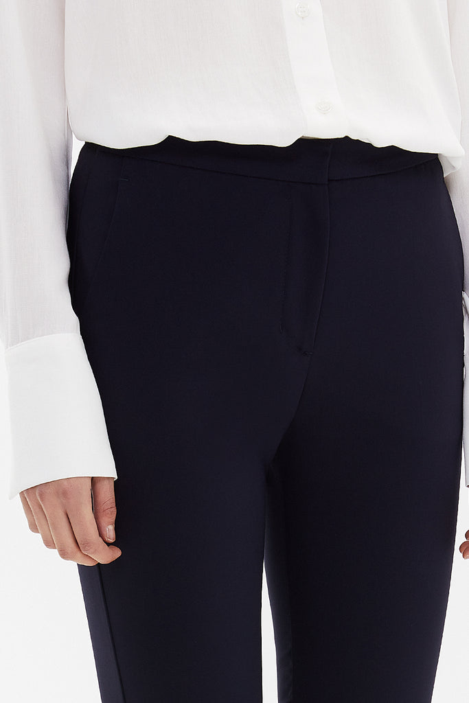 Navy Blue Five pocket trousers with elastic waist 41368