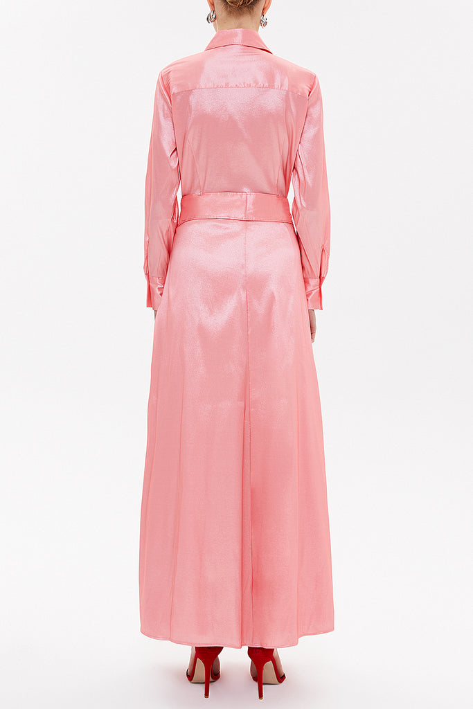 Pink Tie-front maxi dress 92882