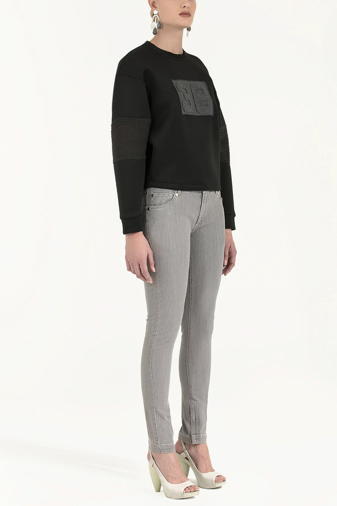 Kadın Baskılı Oversize Sweat Siyah 19555 M03161019555101