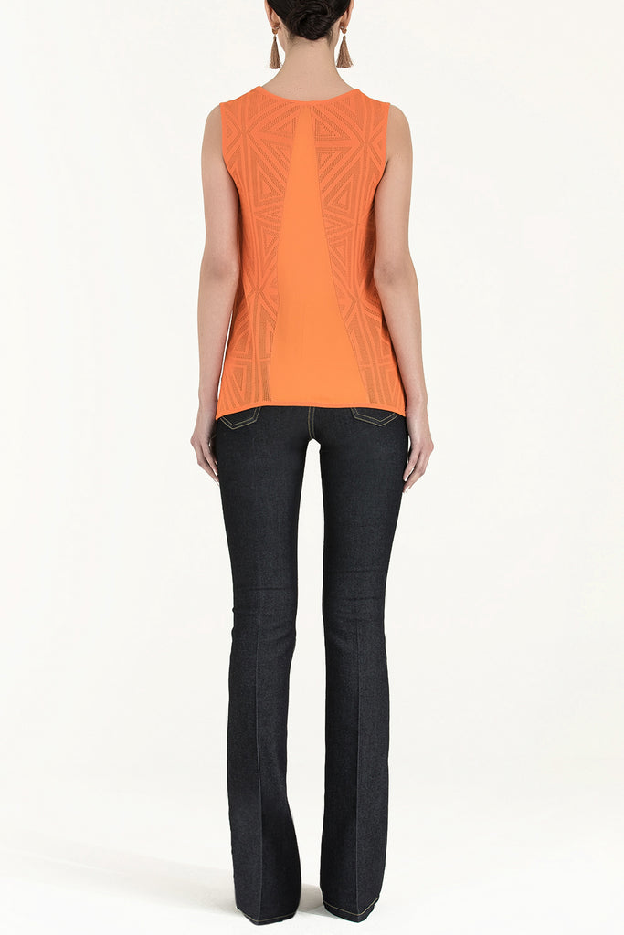 Orange Printed woven  sleeveless blouse  28659