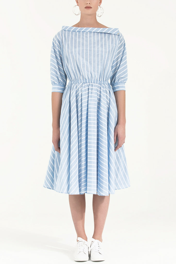 Asimetrik Düşük Omuz Midi Elbise 92271