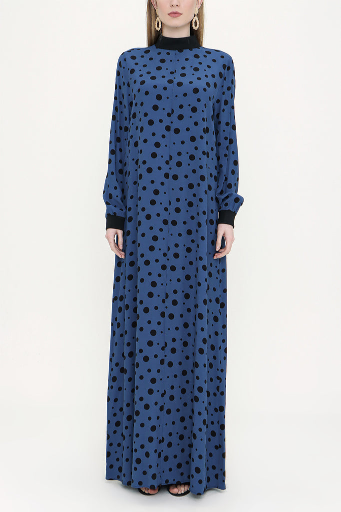 Blue Black Ribbed loose fit dress 93715