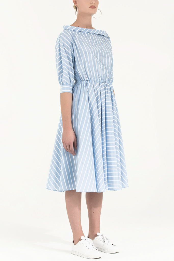 Asimetrik Düşük Omuz Midi Elbise 92271