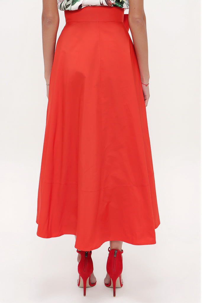 Coral High waist  button skirt  81056