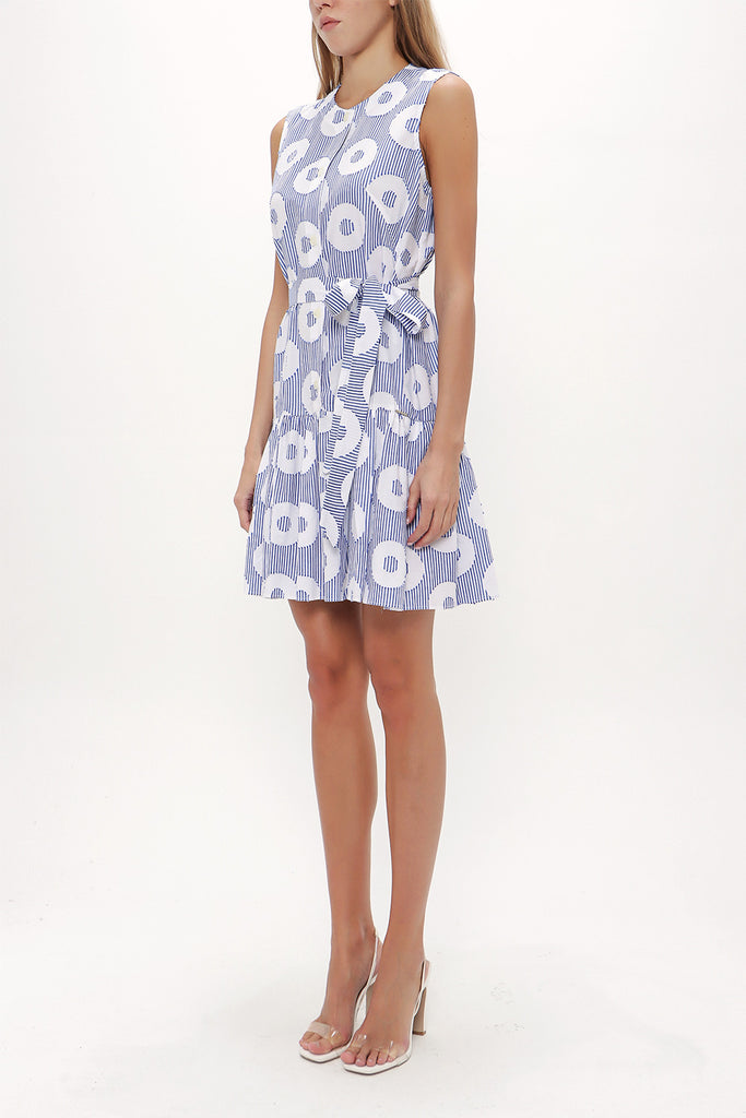 Spotted Pleated sleeveless mini dress 92703