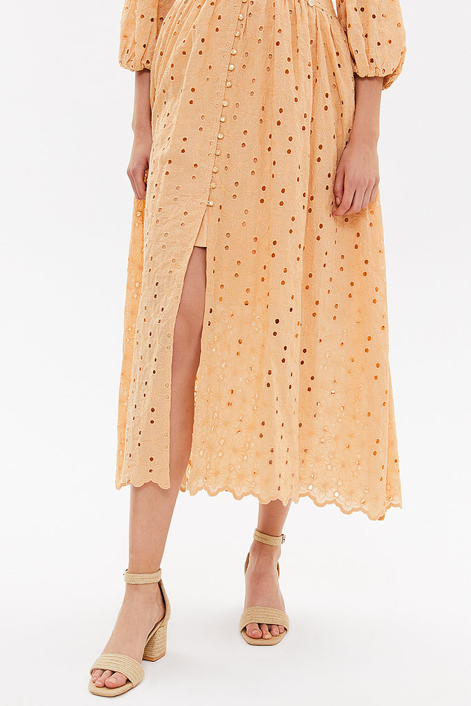 Beige Brode balloon sleeve maxi dress 92770