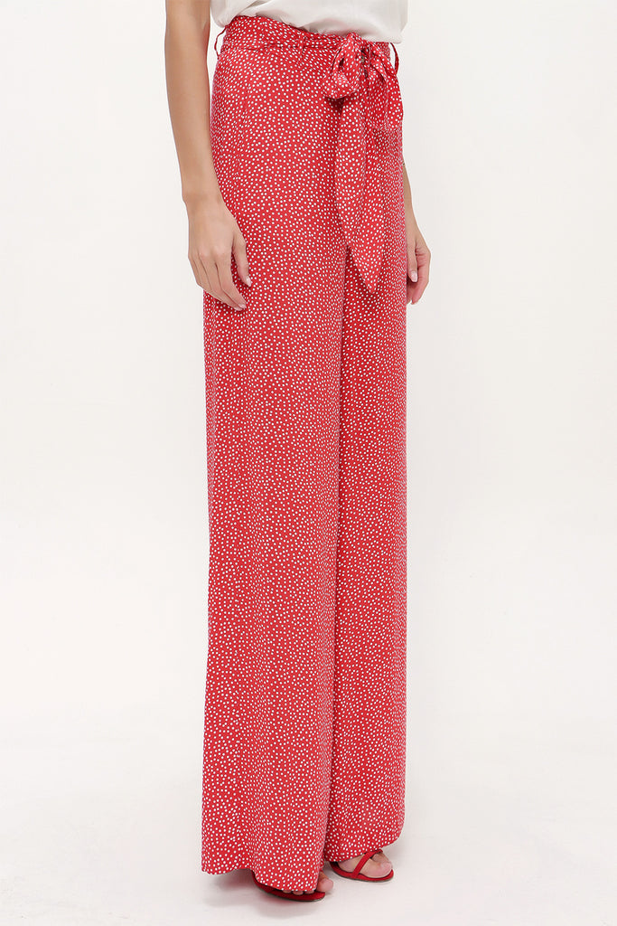 Red Patterned wide cut Pants viscose Pants 41250