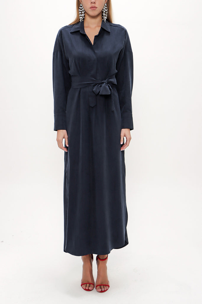 Navy Blue Slit detail maxi dress 92873