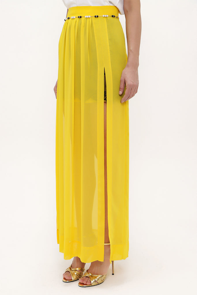 Yellow Accessorized chiffon skirt 80495