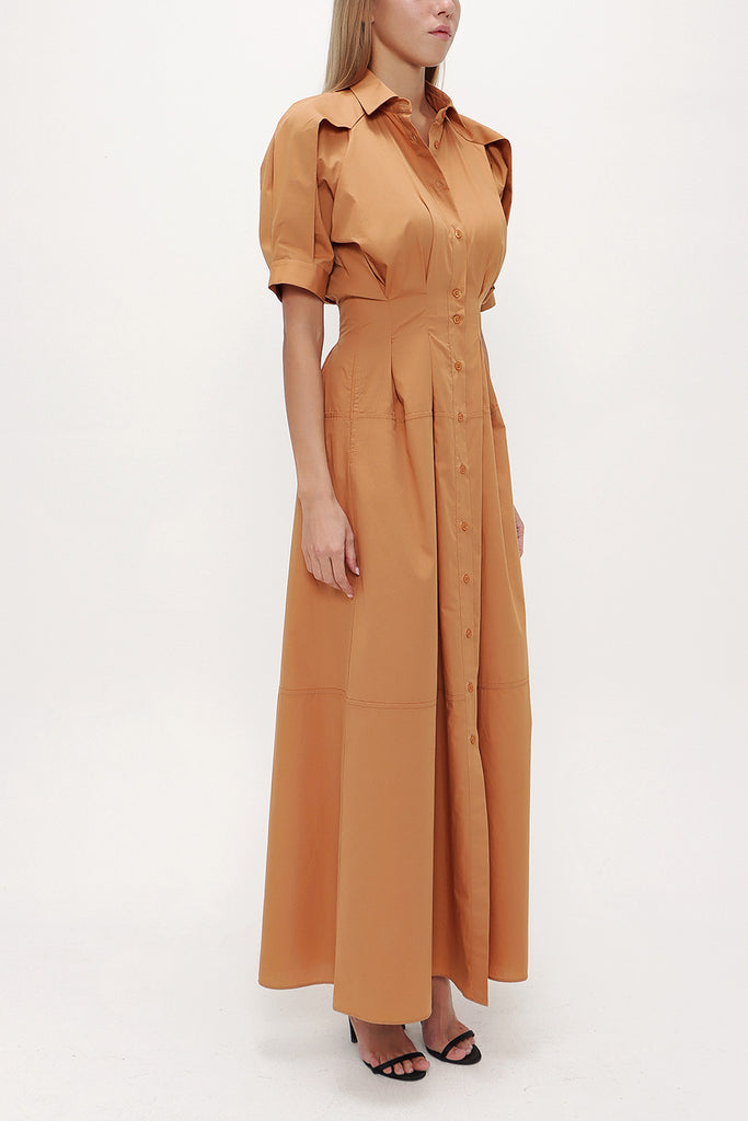 Cinnamon Pleated sleeve and waist dress  93369