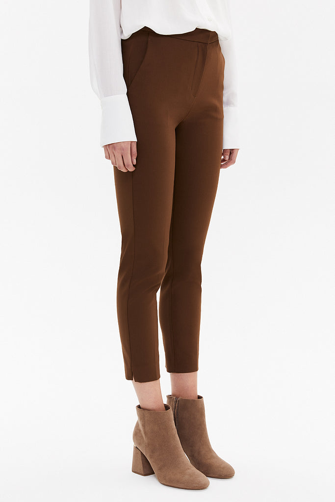 Brown Five pocket trousers with elastic waist 41368