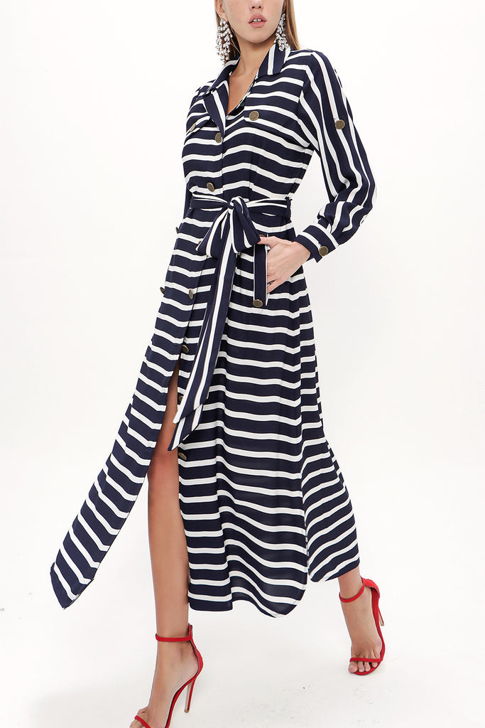 Navy Blue Pocket maxi dress 92979