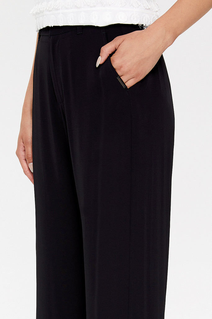 Black High waist wide cut Pants 41347