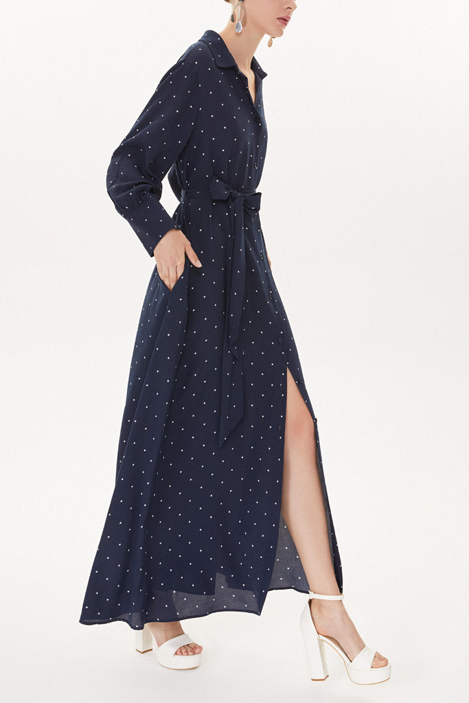 Navy Blue Wide cut shirt dress 93481