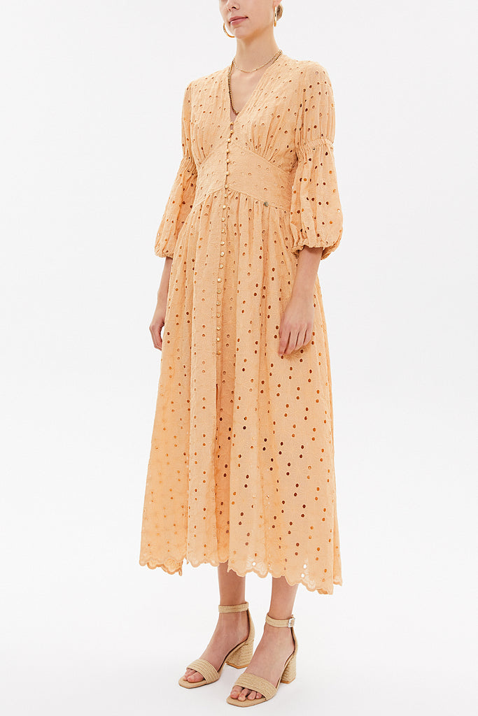 Beige Brode balloon sleeve maxi dress 92770