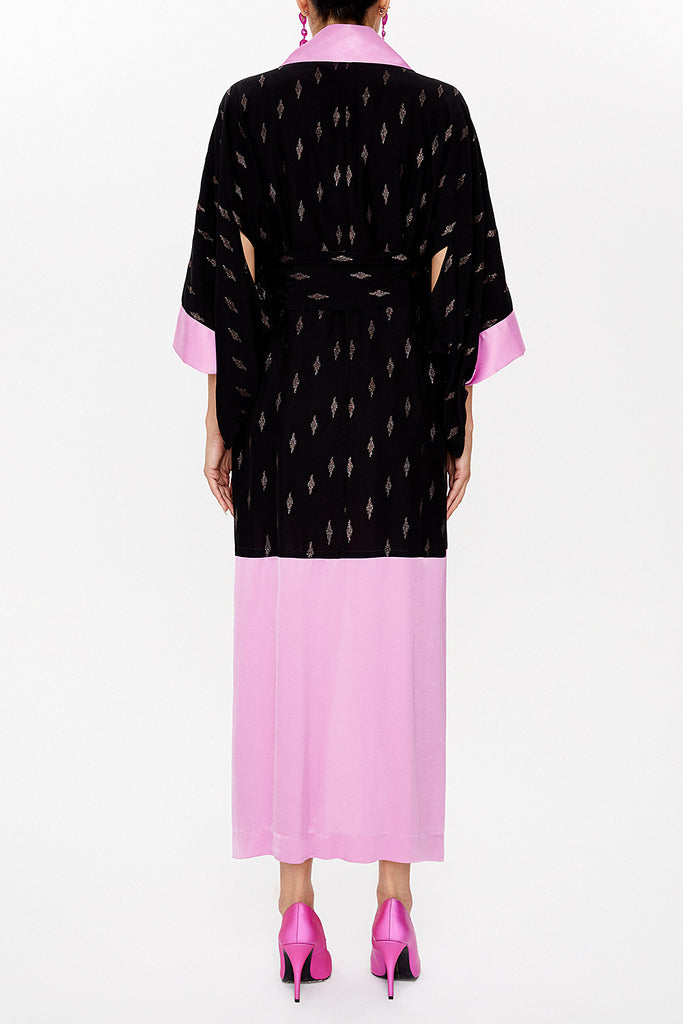 Black Contrast colour maxi kimono 92780