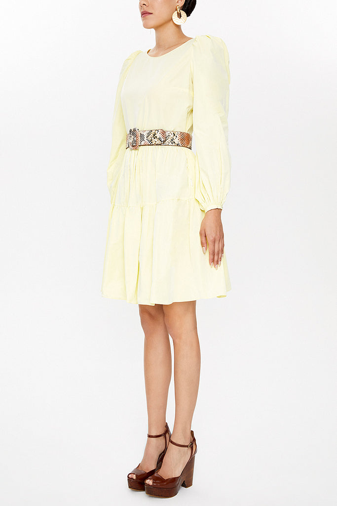 Yellow Balloon sleeve dress 93126