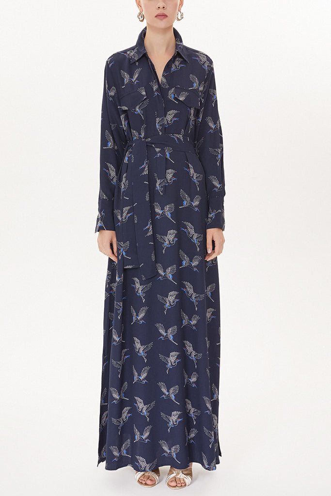 Navy Blue Printed maxi dress 92567