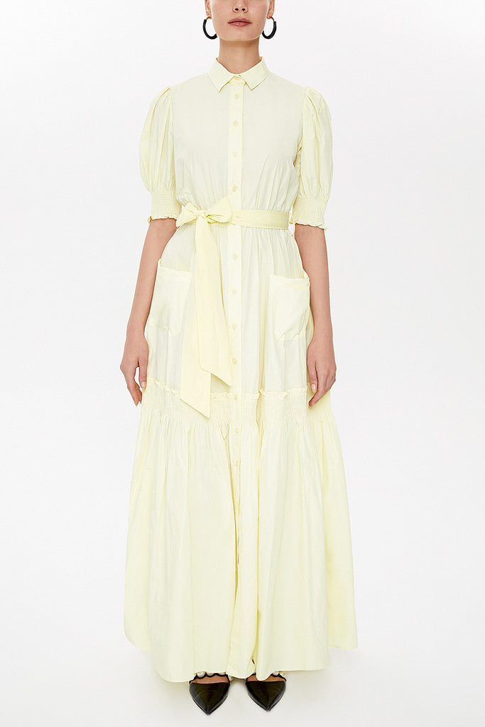 Yellow Elastic detail maxi dress 93109